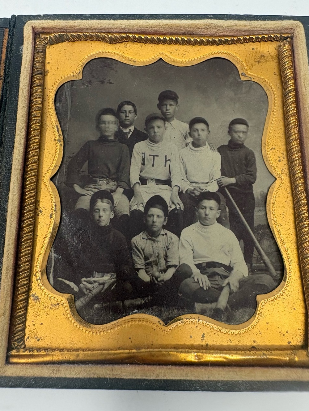 1860s 1870s Rare Miniature Baseball Photo Kids Youth Team With Bats